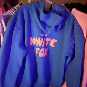 Blue Hoodie with Pink White Fox Logo